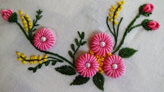 Hand Embroidery Ring Bullion Knot Stitch [upl. by Monique]