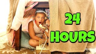 24 HOURS IN A BLANKET FORT 24 HOUR CHALLENGE With Fun and Crazy Kids [upl. by Anerual]