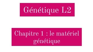 Génétique L2  le matériel génétique [upl. by Demeyer]