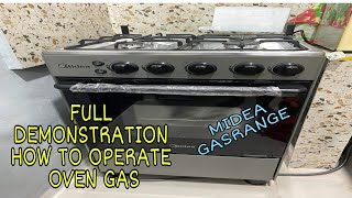 MIDEA GASRANGE full demonstration amp how to Operate oven gas [upl. by Assirac889]