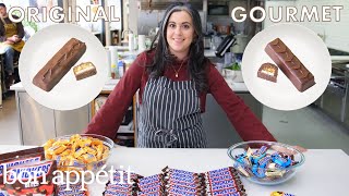 Pastry Chef Attempts to Make Gourmet Snickers  Gourmet Makes  Bon Appétit [upl. by Blockus101]