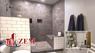 Large Walk In Tile Shower  Bathtub Conversion  Full Bathroom Remodel  Time Lapse [upl. by Kittie74]