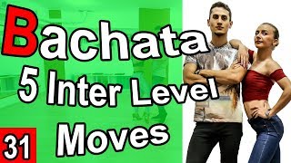 Bachata Tutorial 31  5 Intermediate Moves  by MariusampElena 2019 [upl. by Adan]