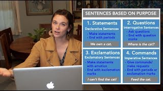 4 Sentence Types Declarative Interrogative Exclamatory amp Imperative [upl. by Orhtej]