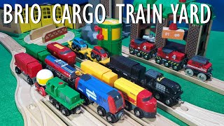 BRIO Wooden Trains Cargo Railway Yard  BRIO Train Video [upl. by Oeak254]