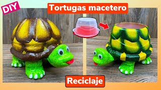 DIY  Cómo hacer TORTUGAS para macetas o para lápices  Reciclaje [upl. by Neau332]