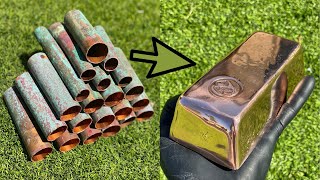 Melting Copper  Backyard Bullion  ASMR Metal Melting  Huge Copper Bar  BigStackD Casting [upl. by Haldes]