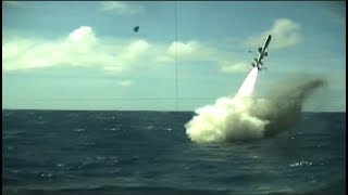 Navy Attack Submarine Strikes Decommissioned Ship with AntiShip Missile Torpedo [upl. by Verile]