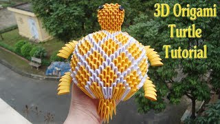 How To Make 3D Origami Turtle paper turtle decor  Cómo hacer 3d tortuga origami [upl. by Keener]