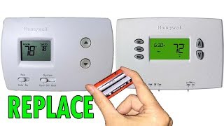 Honeywell thermostat battery replacement if thermostat doesnt work AC wont turn on [upl. by Hinze]