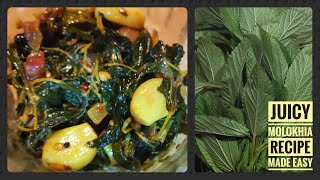 How to easily cook Irresistible Fresh Juicy Soupy Molokhia leaves Jute Plant in Indian Style [upl. by Chevy787]