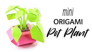 Mini Origami Pot Plant Tutorial  DIY  Paper Kawaii [upl. by Binnie]