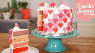 Valentines Day OMBRÉ Heart Cake  Cupcake Jemma [upl. by Rehpotsrihc]