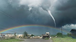 Unbelievable Tornado Footage with Rainbow amp Blue Sky [upl. by Greenwood]