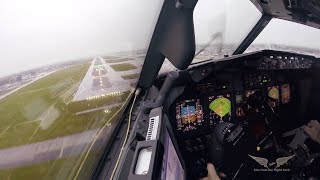 Stormy crosswind landing in LGW  Boeing 737 Captains view [upl. by Nosliw170]