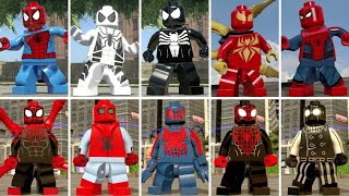 All SpiderMan Suits in LEGO Marvel Videogames [upl. by Sert]