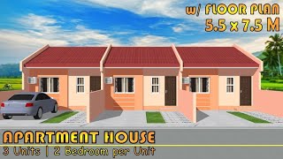 41 SQM  SMALL APARTMENT DESIGN  3 UNITS  2 BEDROOM per UNIT [upl. by Tannie]