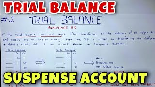 Trial Balance  Suspense Account  Class 11  BCOM  CA Foundation [upl. by Eelitan378]