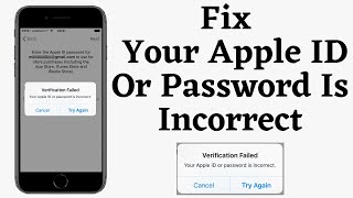 Fix Your Apple iD Or Password Is Incorrect On iPhoneiPad How To Fix Verification Failed On iPhone [upl. by Ellord]