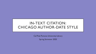 InText Citation Chicago AuthorDate Style [upl. by Bevin]