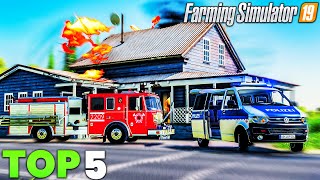 Top 5 Fire Truck and Police Car MODS For Farming Simulator 19 [upl. by Annemarie]