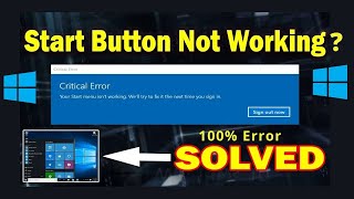 How To FIX 100 Start Menu Critical Error Not Working🔥 Tech Help Chandan [upl. by Jana]