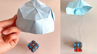 How to Make a Paper Parachute  Easy Origami Parachute with Airdrop Box  Paper Crafts Shorts [upl. by Eartha]