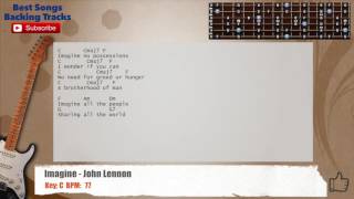 🎸 Imagine  John Lennon Guitar Backing Track with chords and lyrics [upl. by Allsopp]