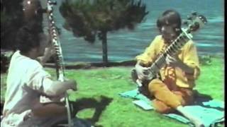 Ravi Shankar teaches George Harrison how to play sitar 1968 Rishikesh India HQ RARE [upl. by Ammeg]