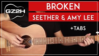 Broken Guitar Tutorial Seether amp Amy Lee Guitar Lesson Standard Tuning  Fingerpicking  TAB [upl. by Sainana206]