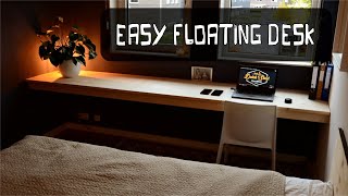 DIY Floating Desk  EASY Affordable Home Office [upl. by Ariad]