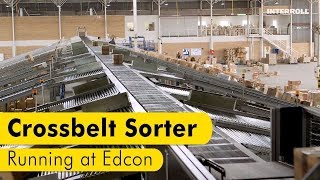 Interroll Crossbelt Sorter running at Edcon [upl. by Gratt]