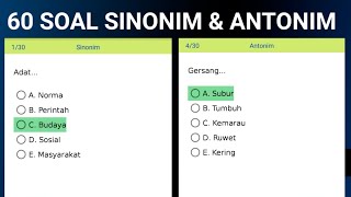 60 Soal Tes Psikotes Sinonim Dan Antonim Beserta Jawabannya [upl. by Cristionna]