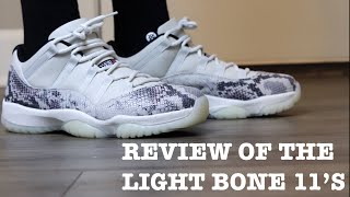 REVIEW AND ON FEET OF THE AIR JORDAN 11 LOW quotLIGHT BONEquot [upl. by Hobbie]