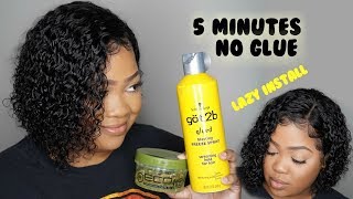 Lazy 5 Minute Lace Wig Install  No Glue Needed [upl. by Lilybel133]