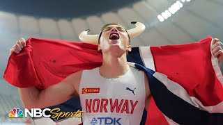 Karsten Warholm goes full Viking to keep 400m hurdles crown from Rai Benjamin  NBC Sports [upl. by Milman166]