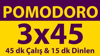 Pomodoro Tekniği  3 x 45 Dakika  45 dk Çalış amp 15 dk Dinlen  Pomodoro Sayacı  Alarmlı  Müziksiz [upl. by Kennan]