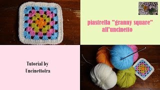 piastrella granny square alluncinetto tutorial [upl. by Yllime522]