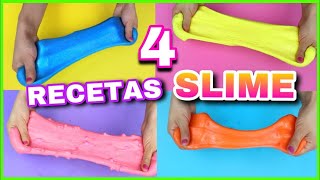 4 RECETAS PARA HACER SLIME  SLIME FÁCIL Y SIN BÓRAX  NatyGloss [upl. by Aniale207]