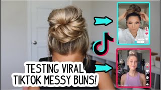 TESTING VIRAL TIK TOK MESSY BUNS [upl. by Evilo]