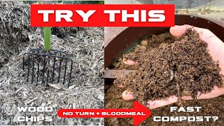 Compost Wood Chips Quickly  Add Nitrogen No Turn  TRIAL START [upl. by Ainomar]