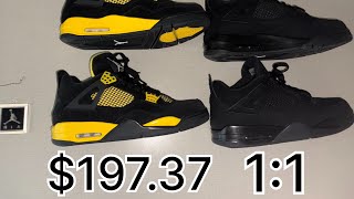 DHgate 11 Jordan 4s Unboxing Black Cat 4s Thunder 4s [upl. by Bilicki]