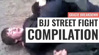 BJJ STREET FIGHT COMPILATION Viking Choke Russian Triangle Failed Guard Gracie Breakdown [upl. by Tyne]