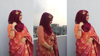 How to Style Hijab with Saree 2020Step by StepTahmina Shova ❤️❤️ [upl. by Sandor607]