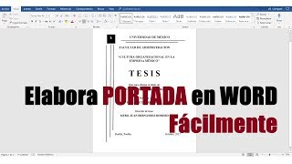 CÓMO HACER UNA PORTADA EN WORD FÁCILMENTE [upl. by Verena410]