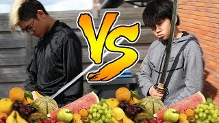 NINJA ZWAARD VS FRUIT MET BROERTJE [upl. by Nnayllehs22]