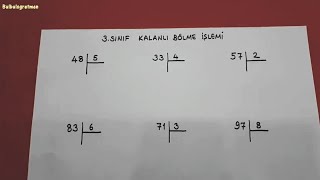 Kalanlı bölme işlemi ve sağlaması 3sınıf Bulbulogretmen matematik bölme kalanlıbölme school [upl. by Ahsauqal]