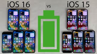 iOS 16 vs iOS 15 BATTERY Test on iPhone 13 12 11 XR amp 8 [upl. by Furnary]