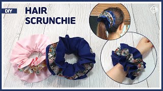 DIY How to make three layers scrunchies  sewing tutorial Tendersmile Handmade [upl. by Frazer]