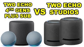 2 Echo 4th Gens PLUS Subwoofer VS 2 Echo Studios SOUND TEST [upl. by Eiramave]